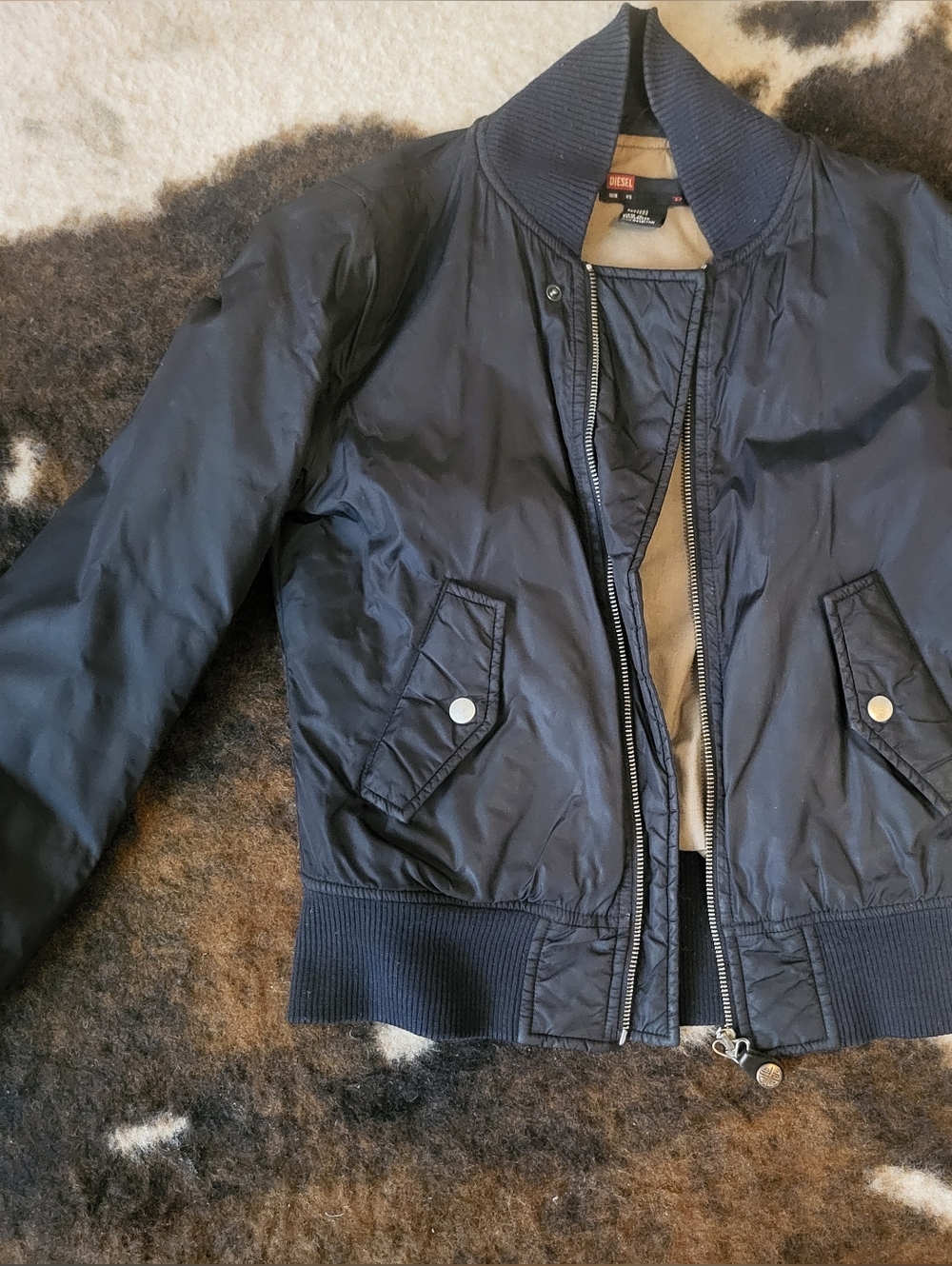 Diesel Black Bomber Jacket - Women's Casual Zip-Up Jacket - Picture 3 of 6